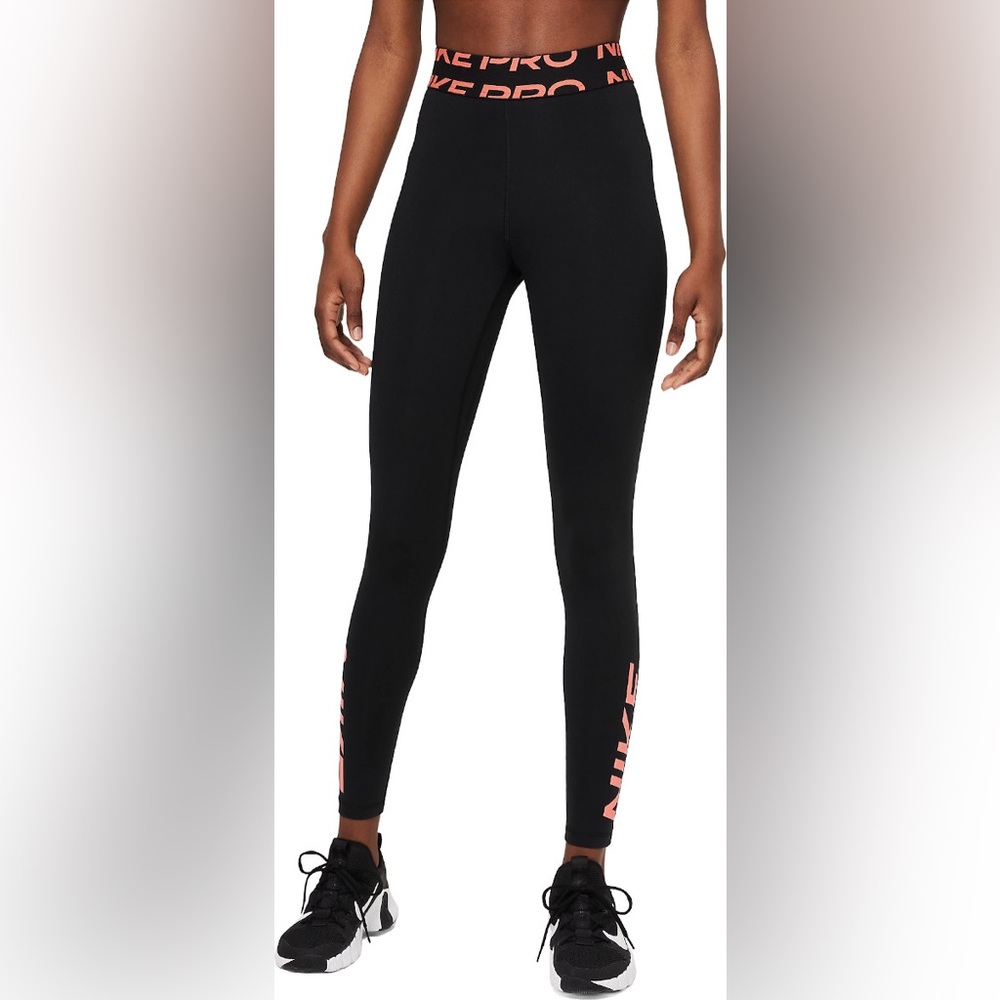 NWT Nike Pro Dri-Fit Women Training Tight Black/Coral - Small